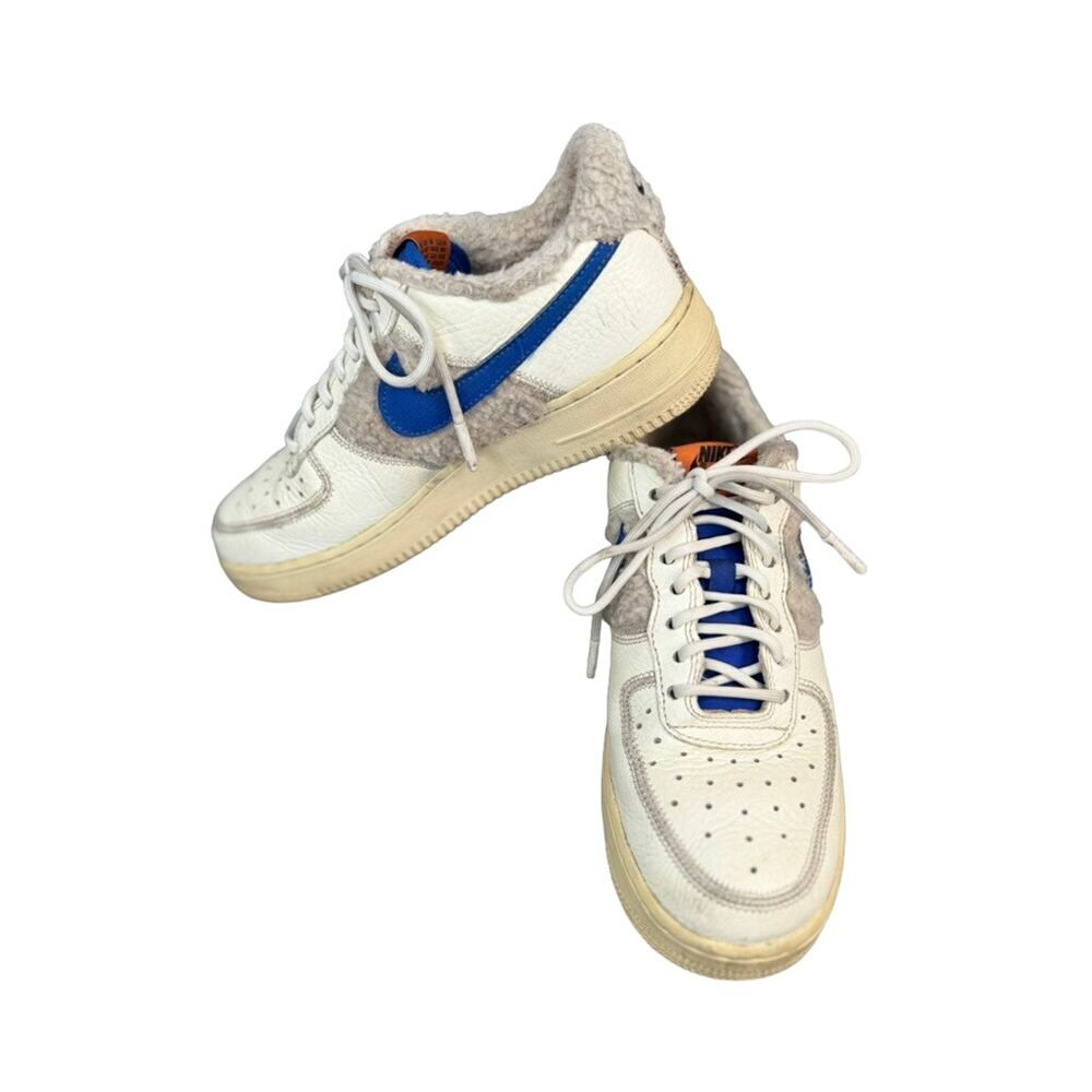 Nike Air Force 1 Shoes Womens 7.5 White 07 Sherpa Fleece Athletic Sneakers